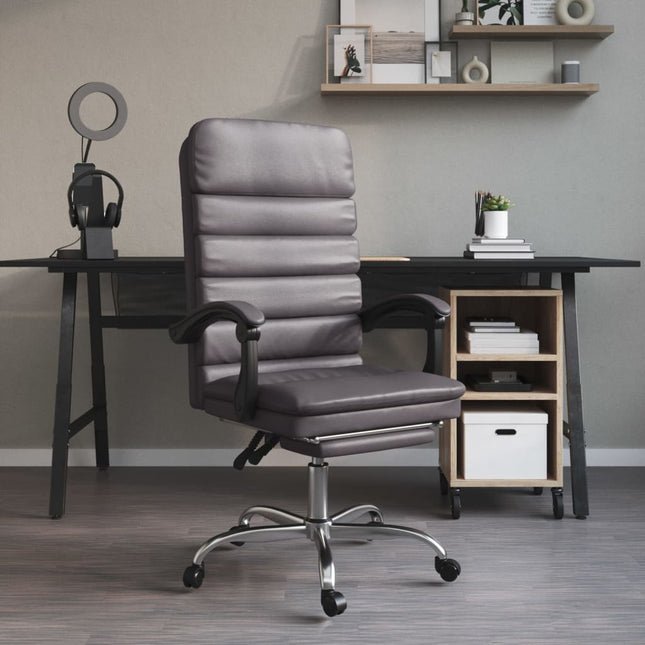 vidaXL Chair Reclining Desk Chair with Wheels for Living Room Faux Leather-5