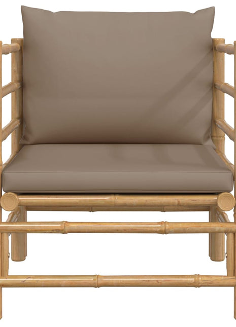 vidaXL Patio Sofa with Taupe Cushions Bamboo