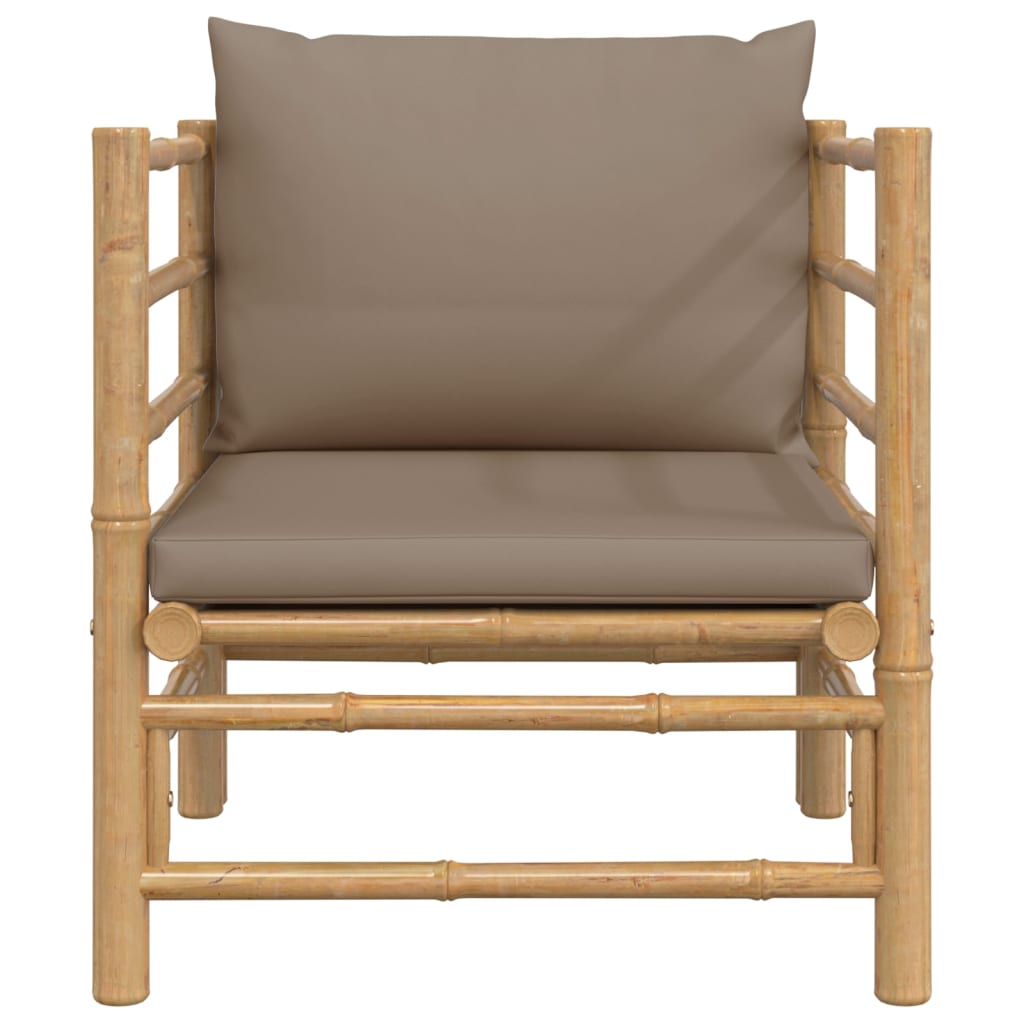 Bamboo chair with brown cushion on a white background