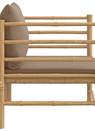vidaXL Patio Sofa with Taupe Cushions Bamboo