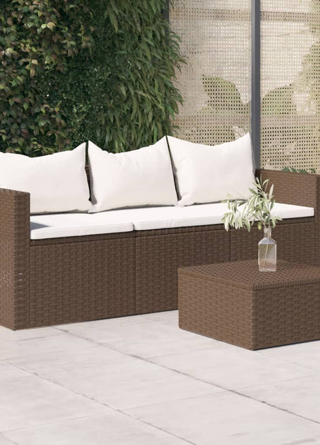 vidaXL 3 Seat Patio Sofa Outdoor Conversation Sofa with Cushions Poly Rattan-5
