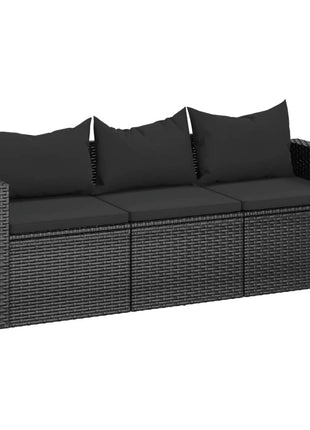 vidaXL 3 Seat Patio Sofa Outdoor Conversation Sofa with Cushions Poly Rattan-1