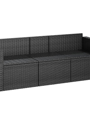 vidaXL 3 Seat Patio Sofa Outdoor Conversation Sofa with Cushions Poly Rattan-2