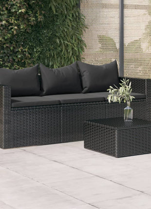 vidaXL 3 Seat Patio Sofa Outdoor Conversation Sofa with Cushions Poly Rattan-4