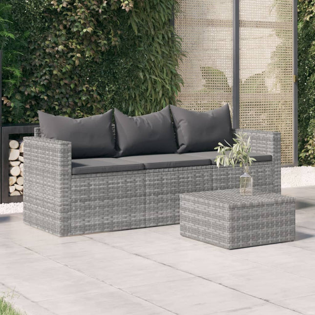 vidaXL 3 Seat Patio Sofa Outdoor Conversation Sofa with Cushions Poly Rattan-6