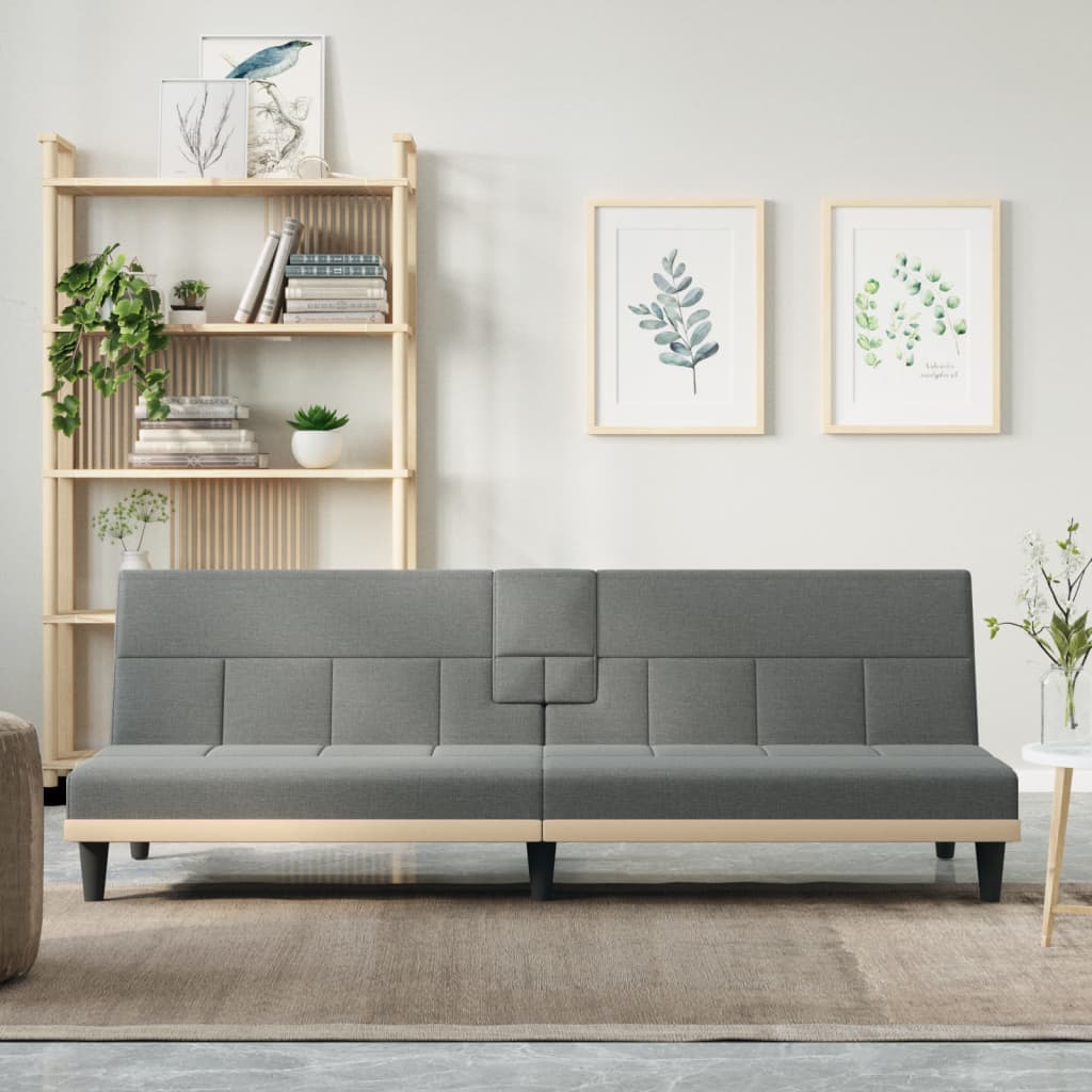 vidaXL Sofa Bed Convertible Sofa Bed with Cup Holders for Living Room Fabric-6