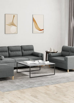 vidaXL 3 Piece Sofa Set with Pillows Dark Gray Fabric-0