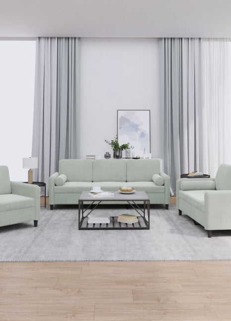 vidaXL 3 Piece Sofa Set with Pillows Light Gray Velvet-0