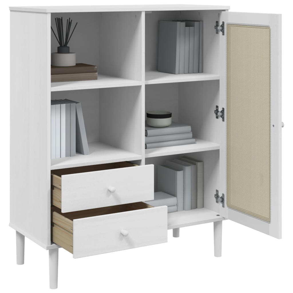 vidaXL Highboard Tall Storage Side Cabinets SENJA Rattan Look Solid Wood Pine
