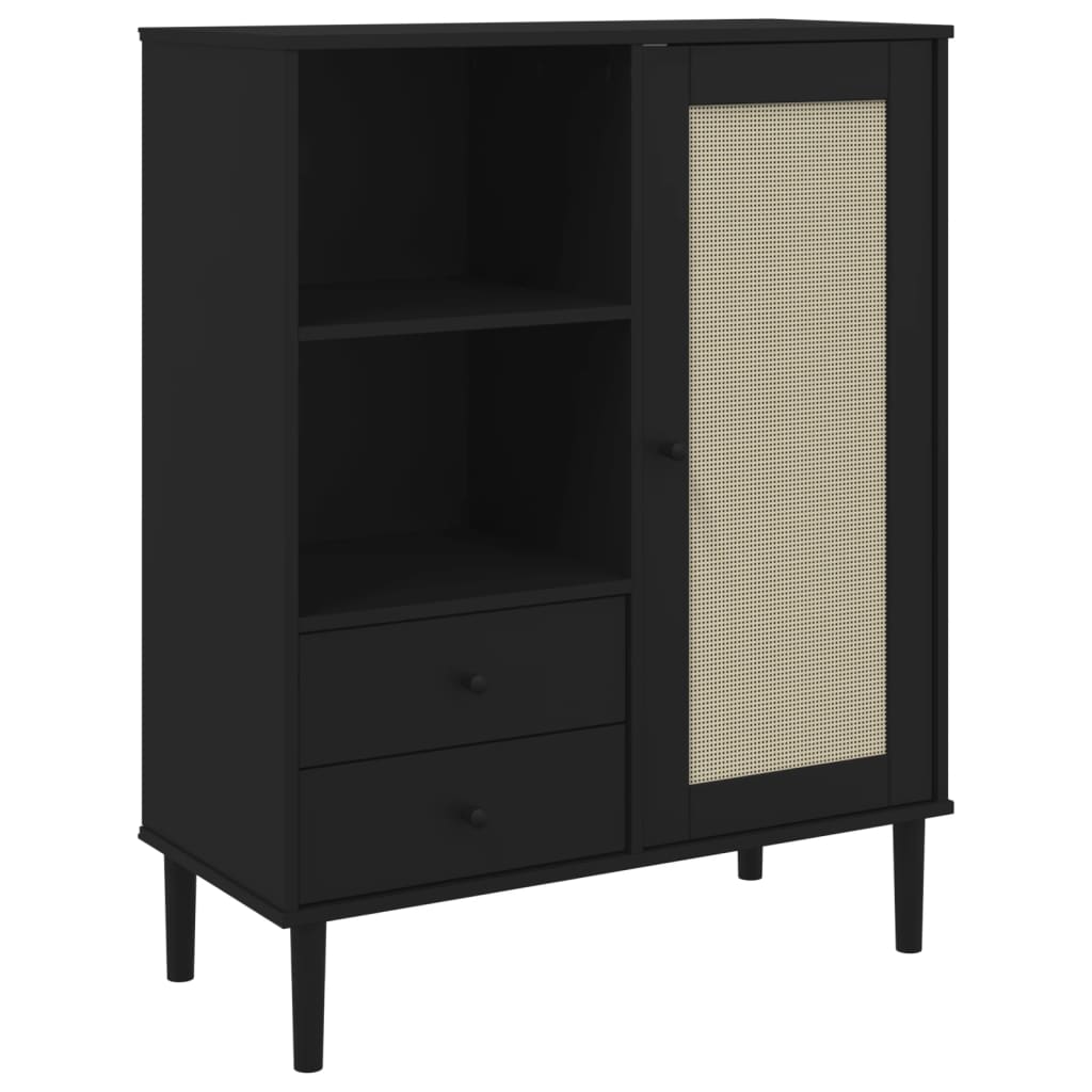 vidaXL Highboard Tall Storage Side Cabinets SENJA Rattan Look Solid Wood Pine
