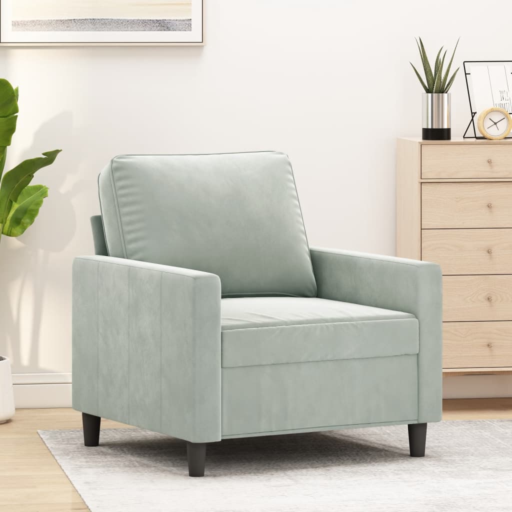 vidaXL Sofa Chair Upholstered Accent Armchair Sofa Comfort Light Gray Velvet-9