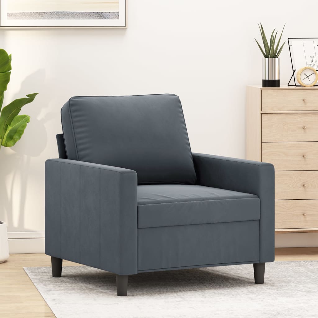 vidaXL Sofa Chair Upholstered Accent Armchair Sofa Comfort Light Gray Velvet-10