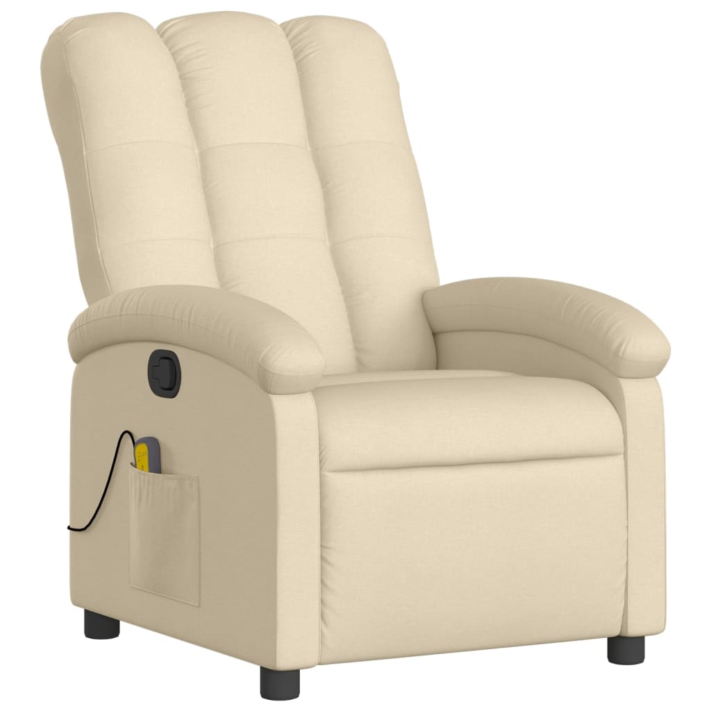 Beige recliner chair with power button on a white background