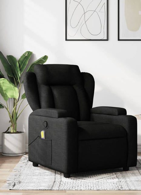 vidaXL Massage Recliner Chair Black Fabric-0