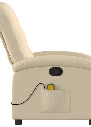vidaXL Massage Recliner Chair Cream Fabric-2