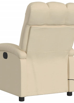 vidaXL Massage Recliner Chair Cream Fabric-3