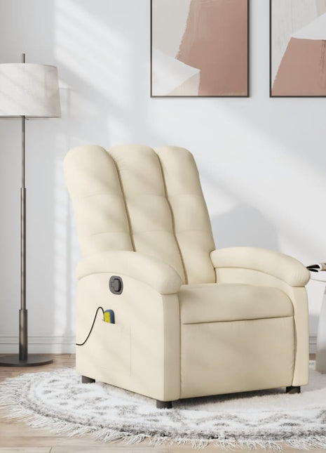 vidaXL Massage Recliner Chair Cream Fabric-0