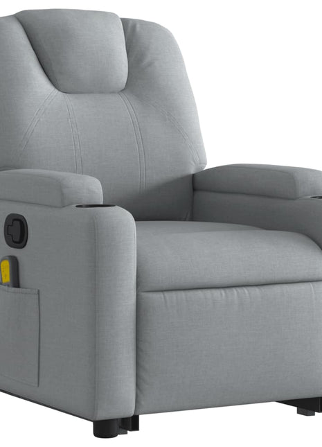 vidaXL Stand up Massage Recliner Chair Light Gray Fabric-1