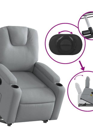vidaXL Stand up Massage Recliner Chair Light Gray Fabric-3