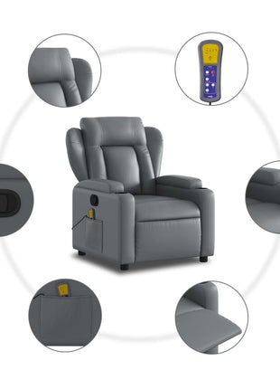 vidaXL Massage Recliner Chair Gray Faux Leather-4