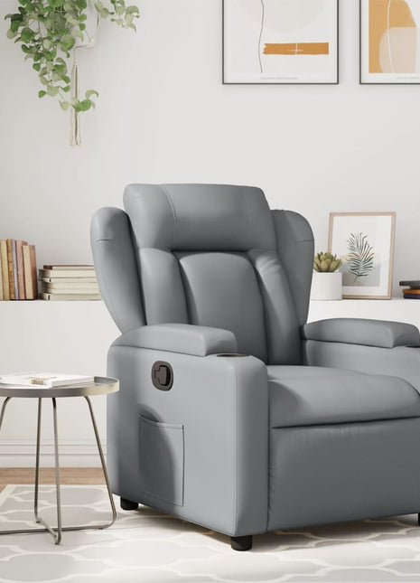 vidaXL Massage Recliner Chair Gray Faux Leather-0