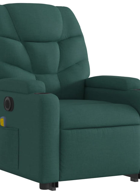 vidaXL Electric Stand up Massage Recliner Chair Dark Green Fabric-1