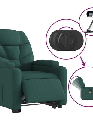 vidaXL Electric Stand up Massage Recliner Chair Dark Green Fabric-3