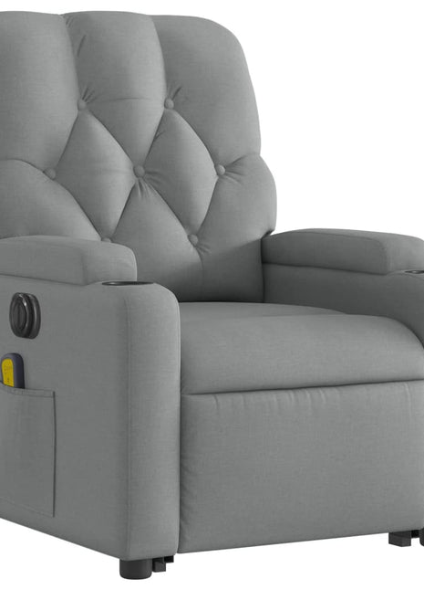 vidaXL Electric Stand up Massage Recliner Chair Light Gray Fabric-1