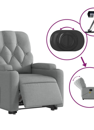 vidaXL Electric Stand up Massage Recliner Chair Light Gray Fabric-3