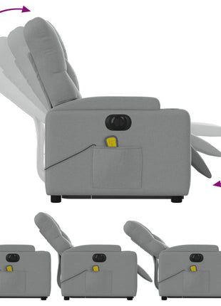 vidaXL Electric Stand up Massage Recliner Chair Light Gray Fabric-4