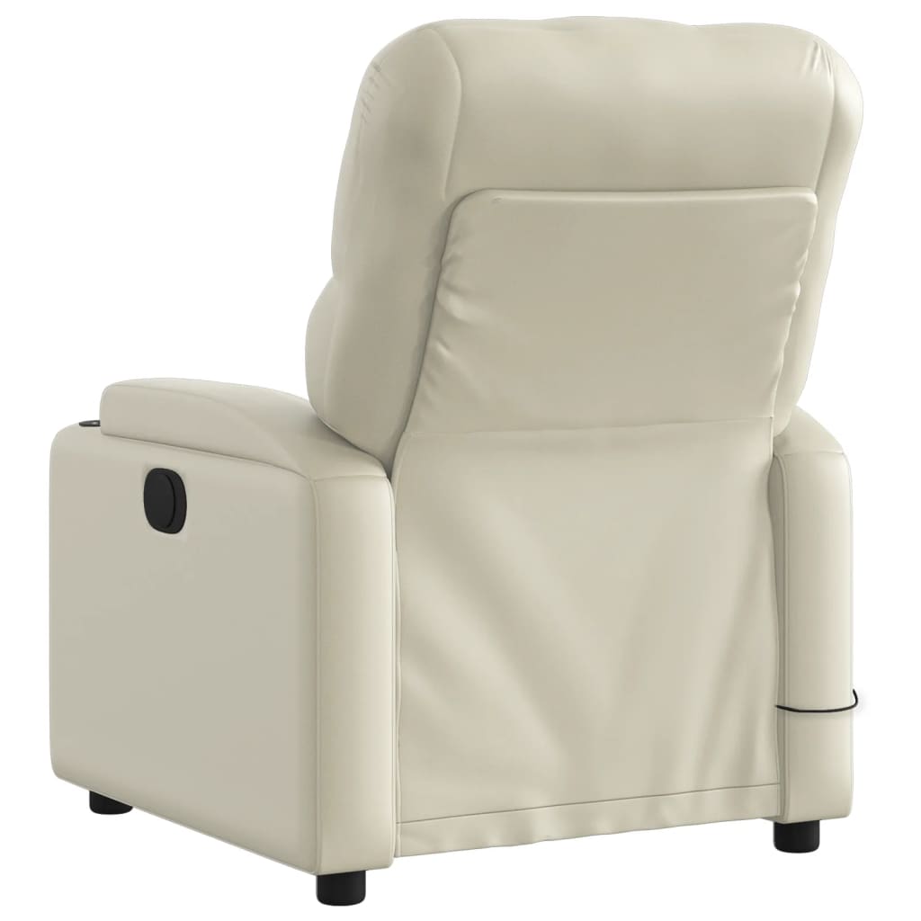 Massage Recliner Chair Cream Faux Leather - 3206085