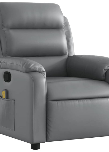 vidaXL Massage Recliner Chair Gray Faux Leather-1