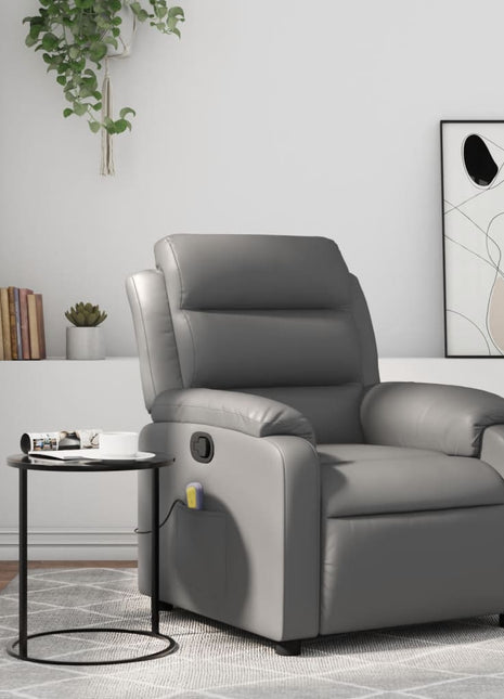 vidaXL Massage Recliner Chair Gray Faux Leather-0