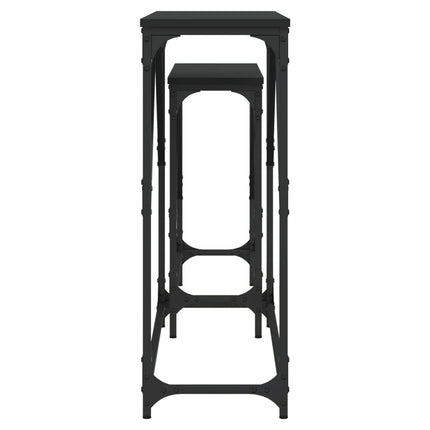 vidaXL Nesting Console Tables 2 pcs Black Engineered Wood-4