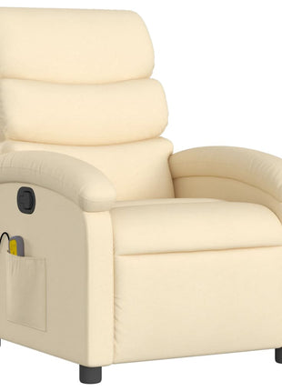 vidaXL Massage Recliner Chair Cream Fabric-1