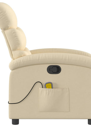 vidaXL Massage Recliner Chair Cream Fabric-3