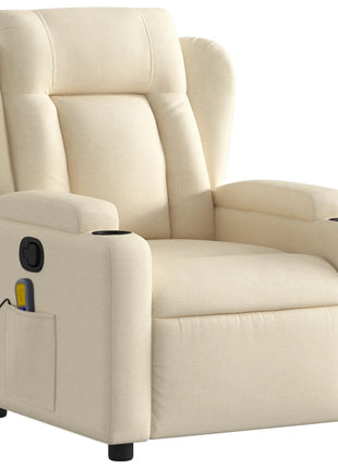 vidaXL Massage Recliner Chair Cream Fabric-1