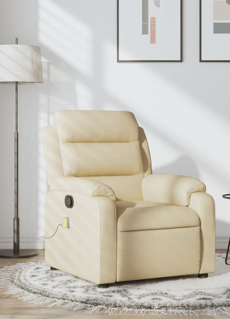 vidaXL Massage Recliner Chair Cream Fabric-0