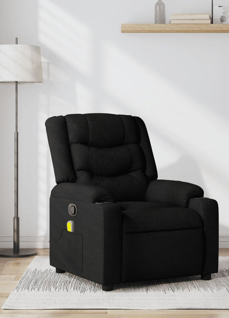 vidaXL Massage Recliner Chair Black Fabric-0