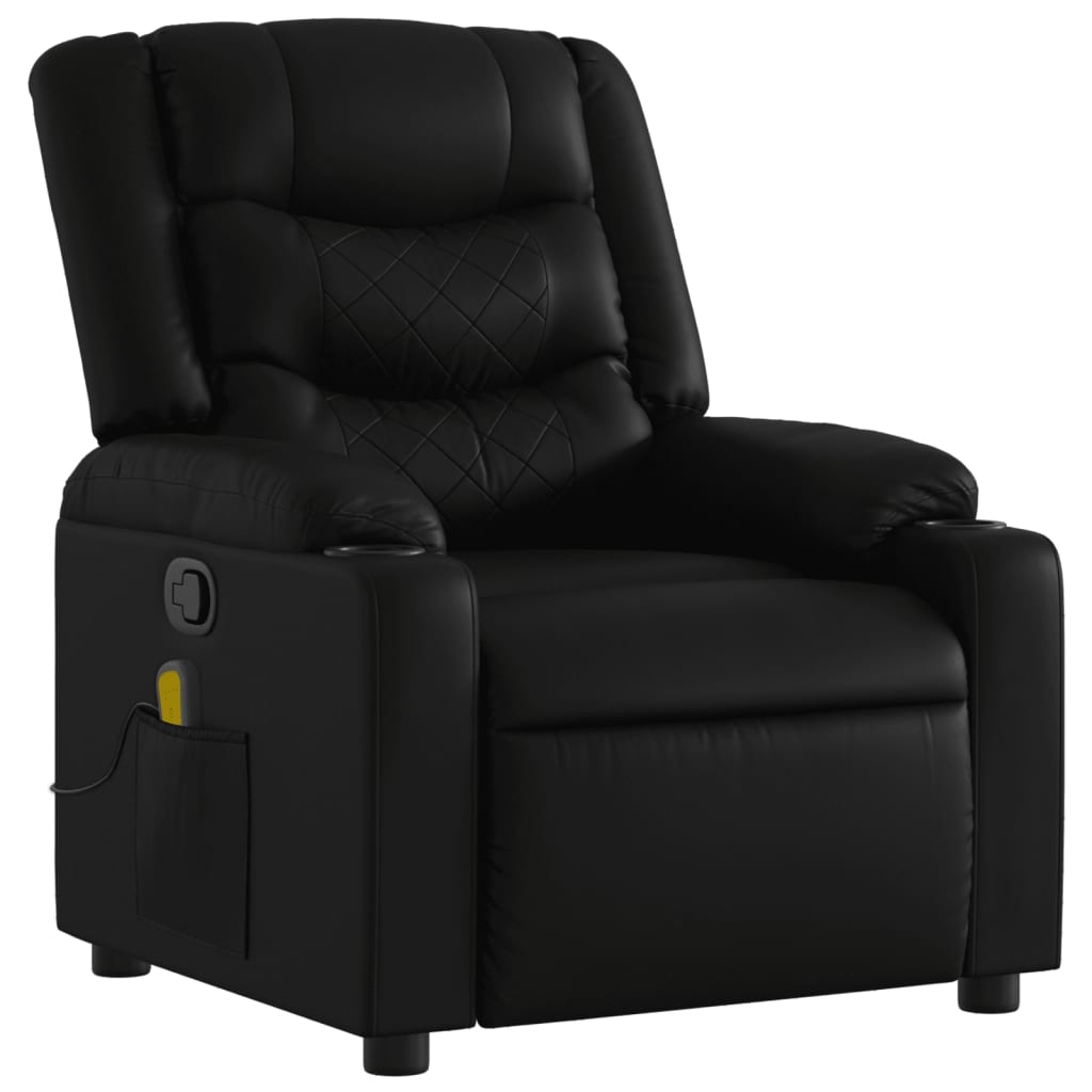 VidaXL Massage Recliner Chair Black Faux Leather - 3206879