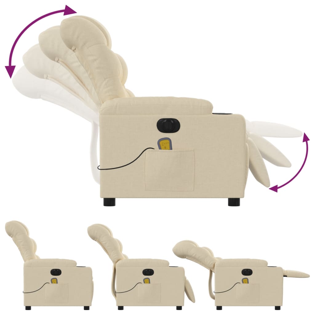 Beige recliner chair with cartoon face design on a white background
