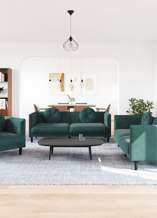 vidaXL 3 Piece Sofa Set with Pillows Dark Green Velvet-0