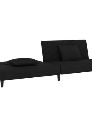 vidaXL 2-Seater Sofa Bed with Two Pillows Black Velvet-1