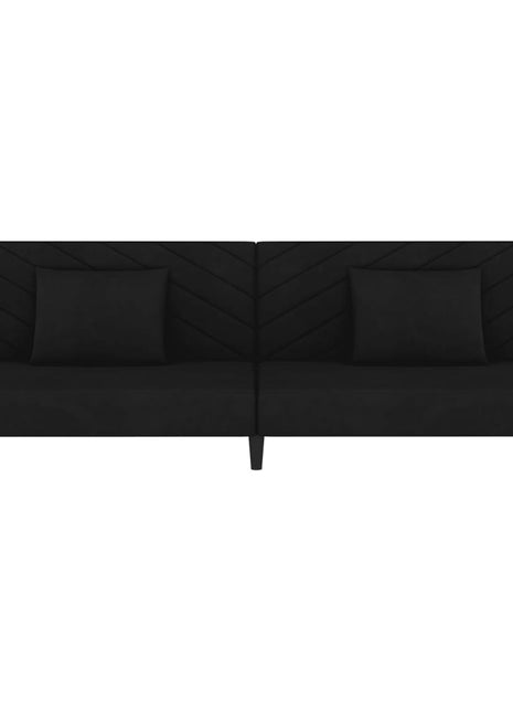 vidaXL 2-Seater Sofa Bed with Two Pillows Black Velvet-2