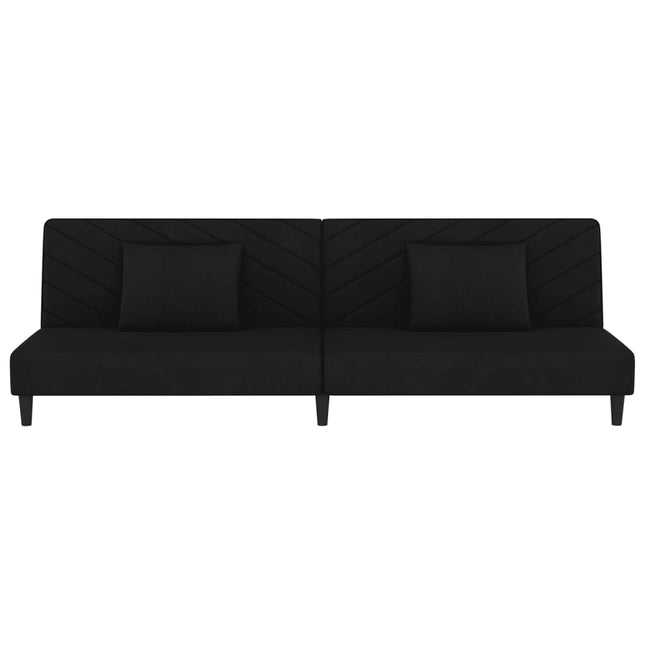 vidaXL 2-Seater Sofa Bed with Two Pillows Black Velvet-2