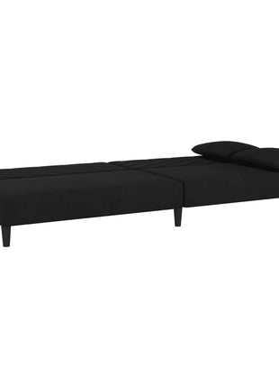 vidaXL 2-Seater Sofa Bed with Two Pillows Black Velvet-3