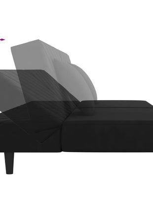 vidaXL 2-Seater Sofa Bed with Two Pillows Black Velvet-4