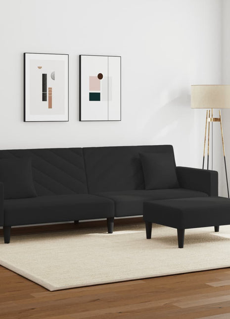 vidaXL 2 Piece Sofa Set with Pillows Black Velvet-1