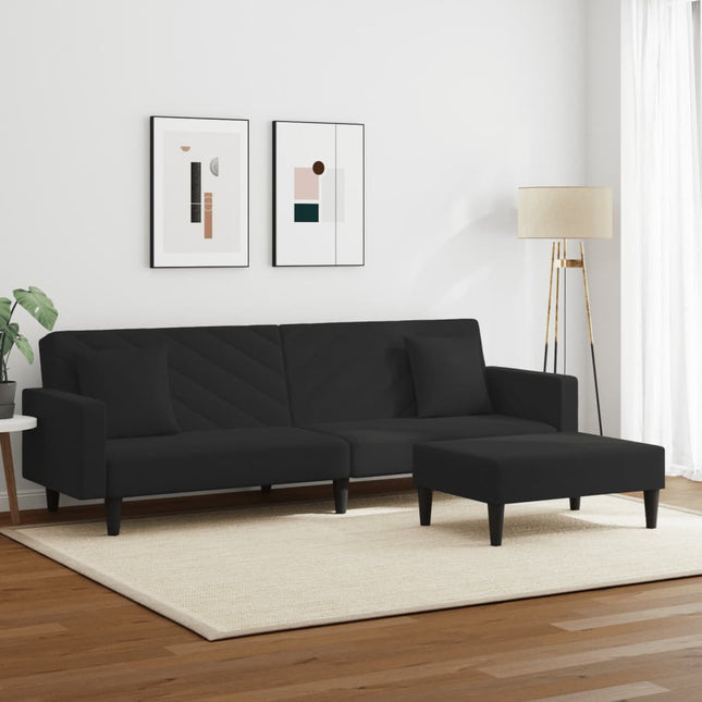vidaXL 2 Piece Sofa Set with Pillows Black Velvet-1