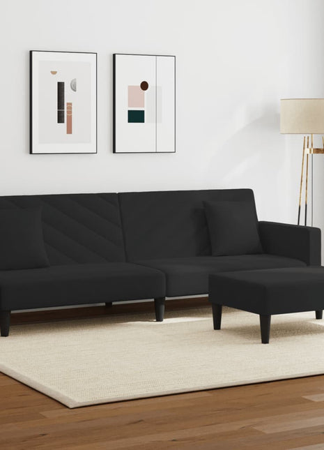 vidaXL 2 Piece Sofa Set with Pillows Black Velvet-0